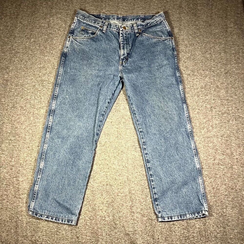 Mens Wrangler Regular Fit Denim Light Blue Jeans 965T1DS Size 34x29 Workwear